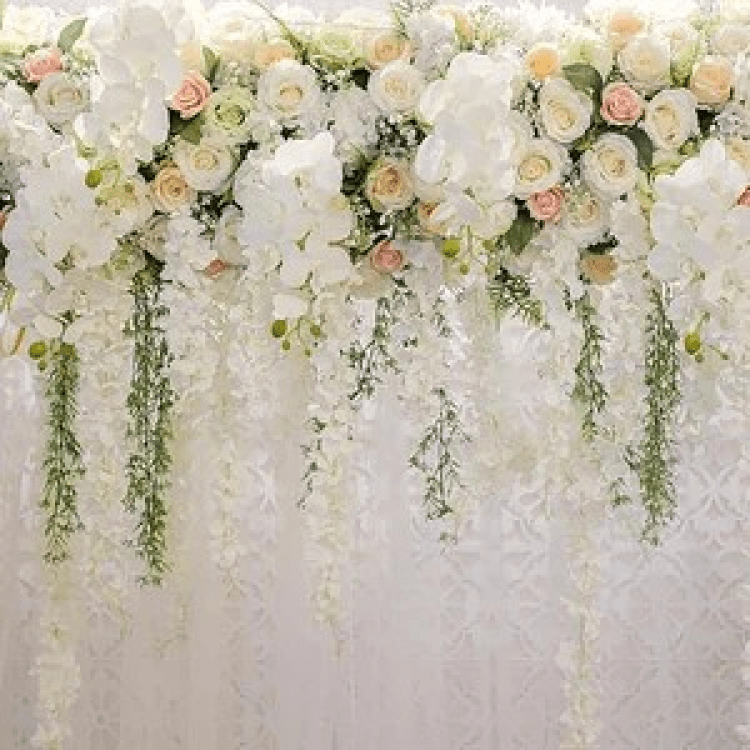 Double Layer Backdrop with 5-7ft Floral Garland