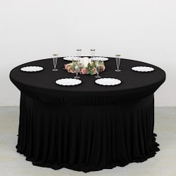 balsa circle round tablecloths 6 feet wavy spandex fitted round ta 1 Black Round Table Cloth