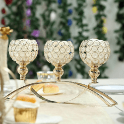 3 pcs goblet gold & silver centerpieces