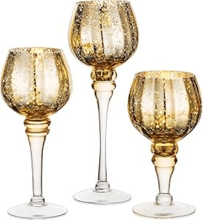 3 pcs goblet gold & silver centerpieces